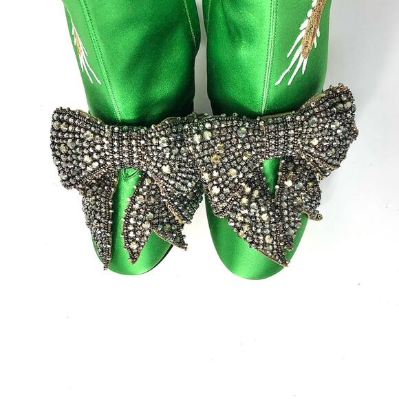 NEW Gucci Candy Dragon Embroidered Bow Crystal Embellished Knee High Boots 36 - Picture 8 of 14